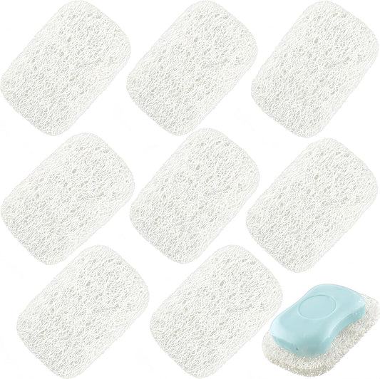 8 Pack Soap Saver Pads,Self Draining Soap Holder Pad for Bar Soap,4.3"×3" Soap Saver Holder,PVC Lifting Mats for Shower Bathroom Kitchen Sink, Keep Soap Dry