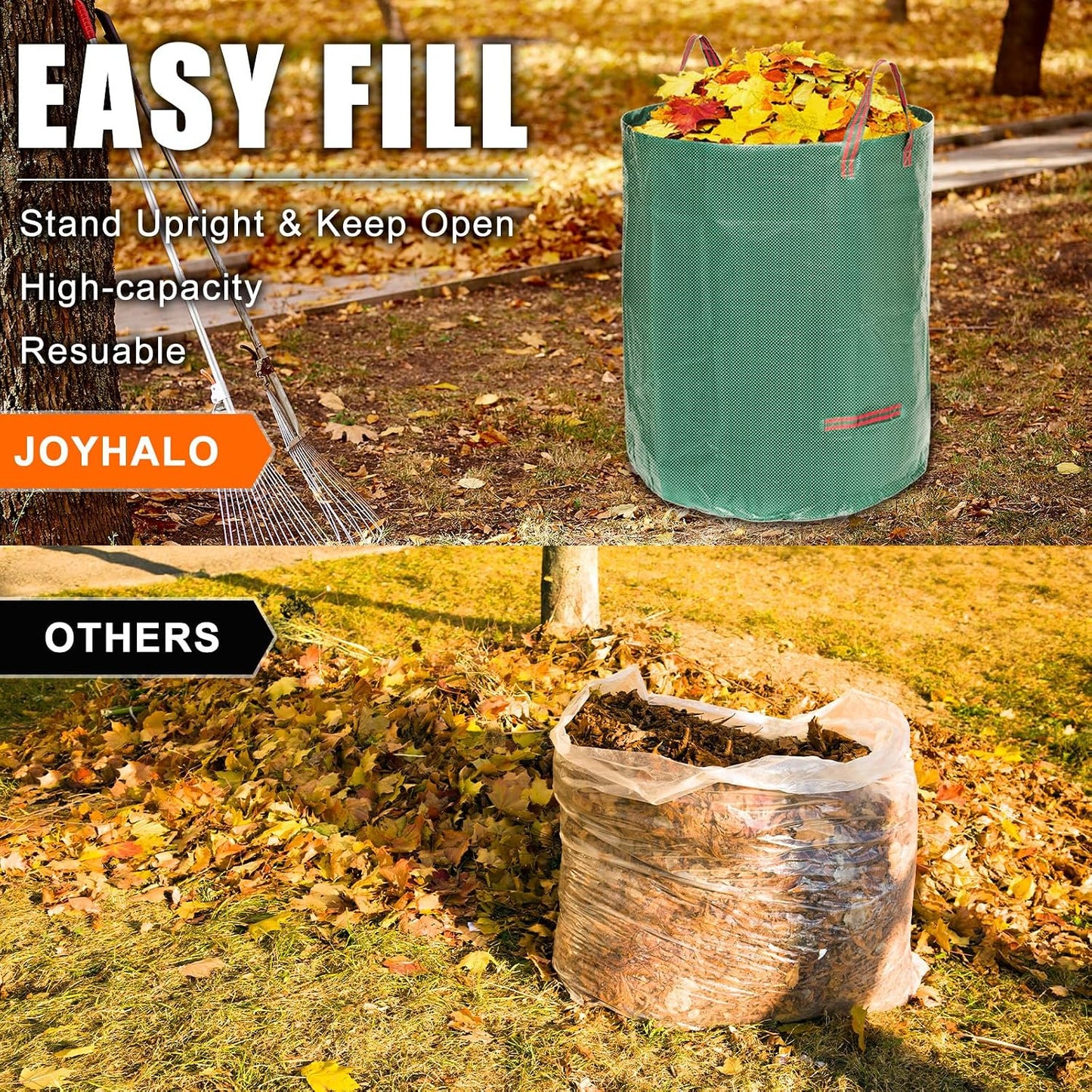 Outdoor Metal Leaf Bag Holder Stand, Fits 30-45 Gal Garbage Bags, Portable | Yard waste bag holder, Garden trash bag frame, Freestanding leaf bag stand, Camping garbage can, Disposable bag holder