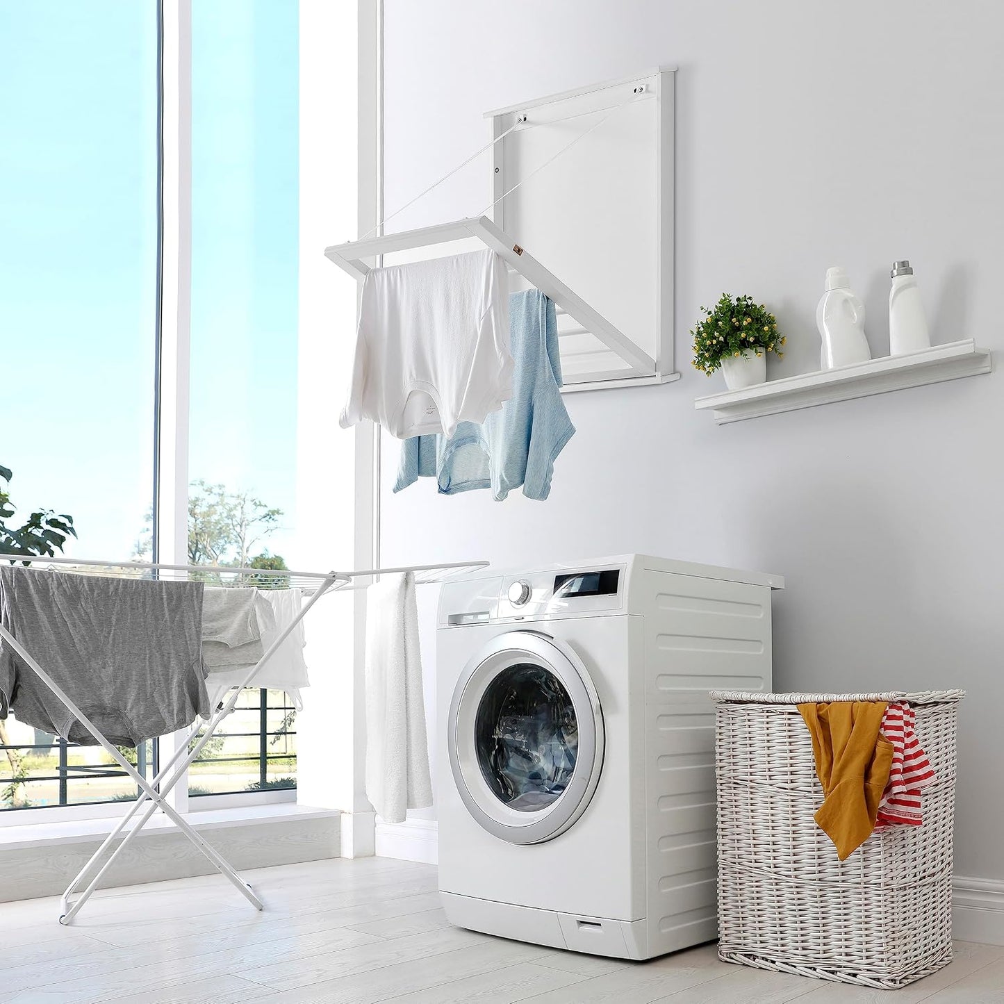 Danya B. Folding Wall Mounted Drying Rack - White