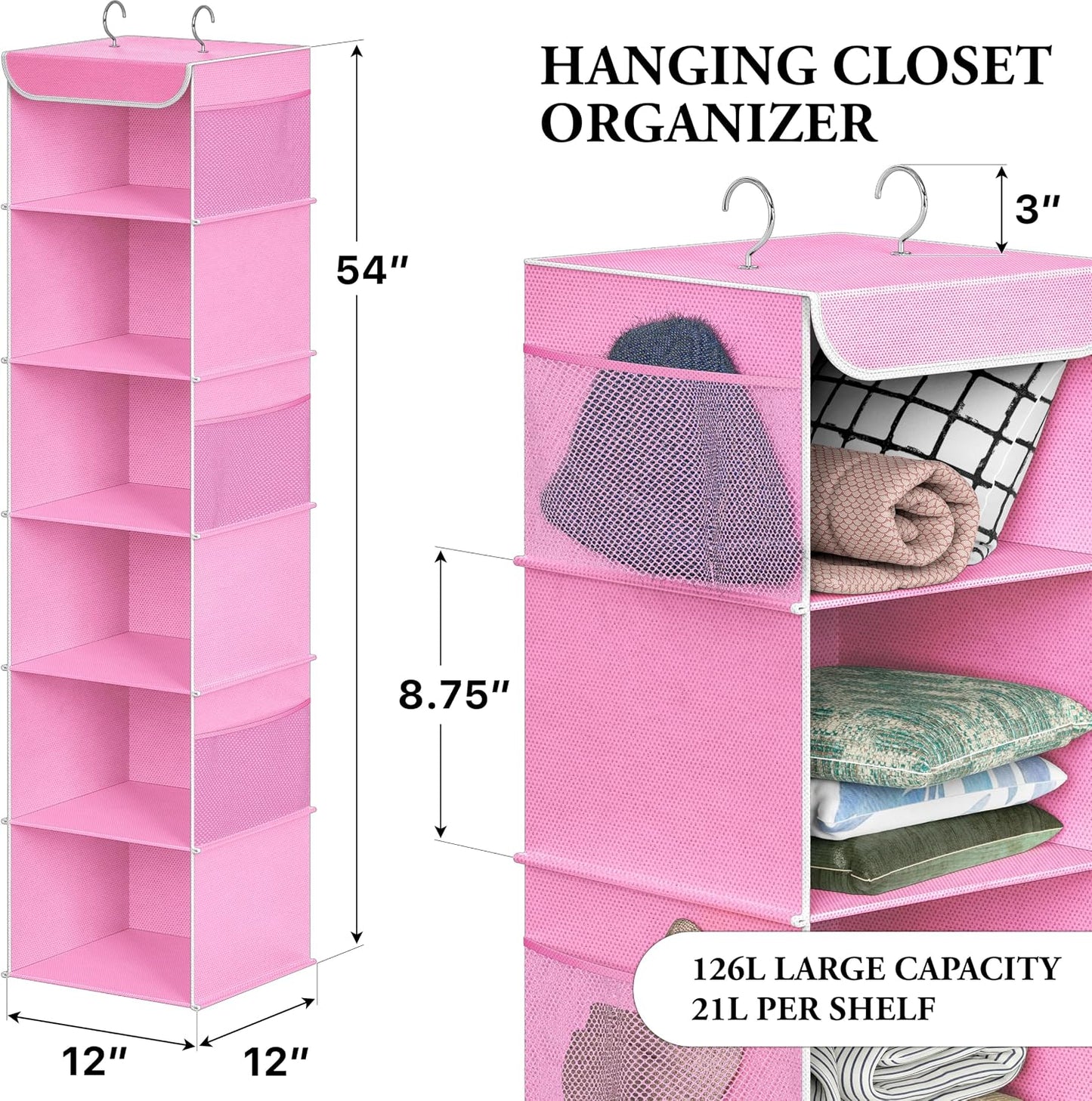 Simple Houseware 6 Shelf Hanging Closet Organizer, Gray