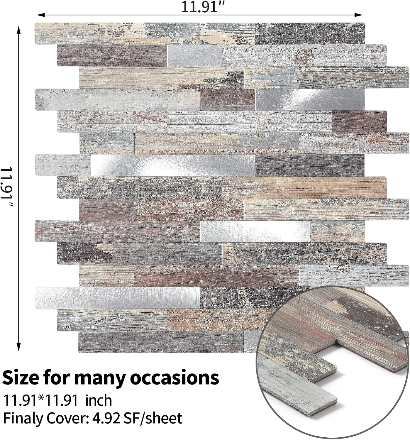 Yipscazo 2026 New Upgrade 11.34" X 11.57" Peel and Stick Backsplash, Stick on Backsplash Tiles for Kitchen, Bathroom, Fireplace (10 Sheets, Beige Rocks + Rose Gold)