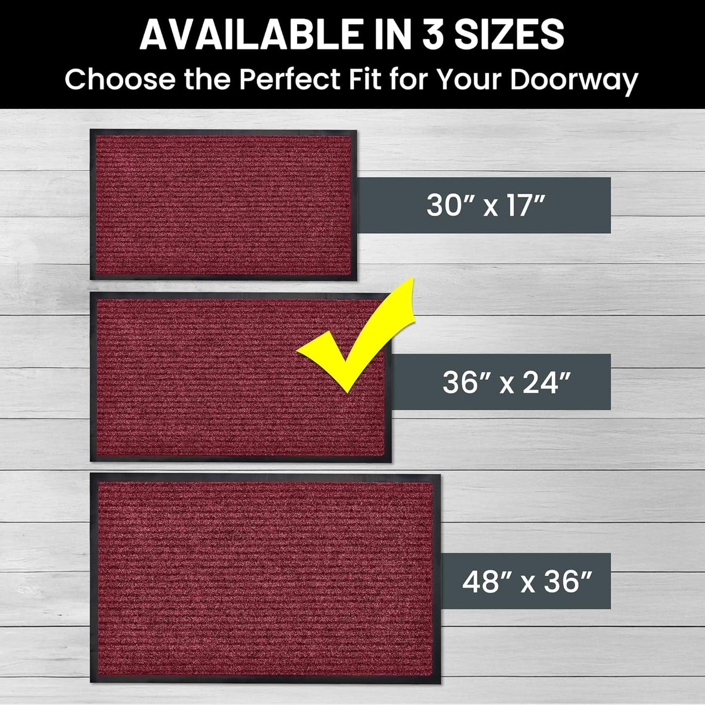 Sierra Concepts Front Door Mat Welcome Floor Mats - Entryway Indoor Outdoor Entrance Doormat, Patio, Porch, Muddy Shoe, Inside Outside Low Profile, 30x17 inches, 2-Pack Gray