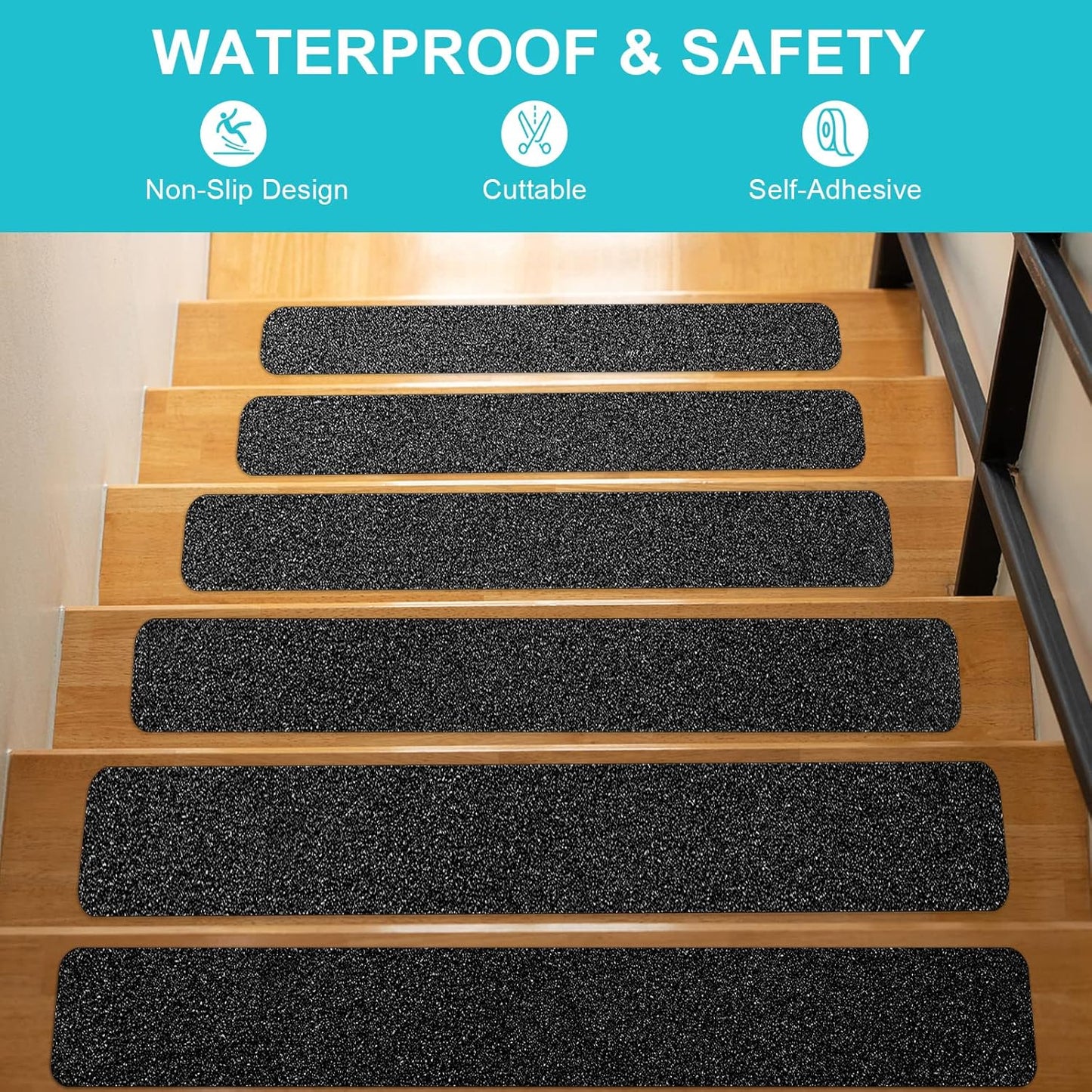 Qingluan Grip Tape, Heavy Duty Anti Slip Tape for Stairs Outdoor/Indoor Waterproof 4" x 33 ft, Safety Non-Slip Roll for Stair Step Traction Treads Stair Non Slip Strips Grey