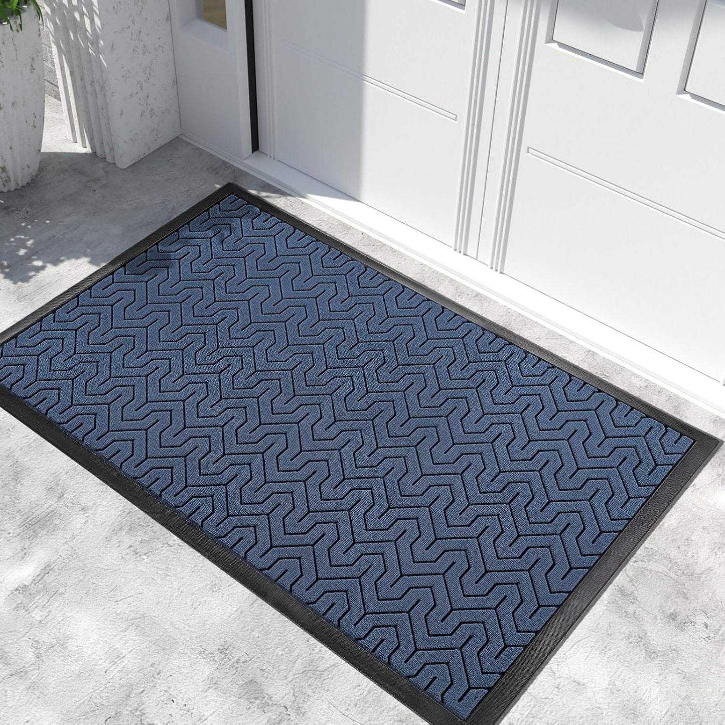 Yimobra Front Door Mat Outside Entrance 29.5x17, Waterproof Heavy Duty Outdoor Mats for Front Door, Non Slip Rubber Entry Mat for Garage Patio Indoor, Grey