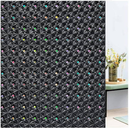 Windimiley 3D Diamond Frosted Window Privacy Film, Static Cling No-Glue Removable Vinyl, UV Blocking Heat Control for Bathroom Bedroom Door, 17.5 x 78.7 inch