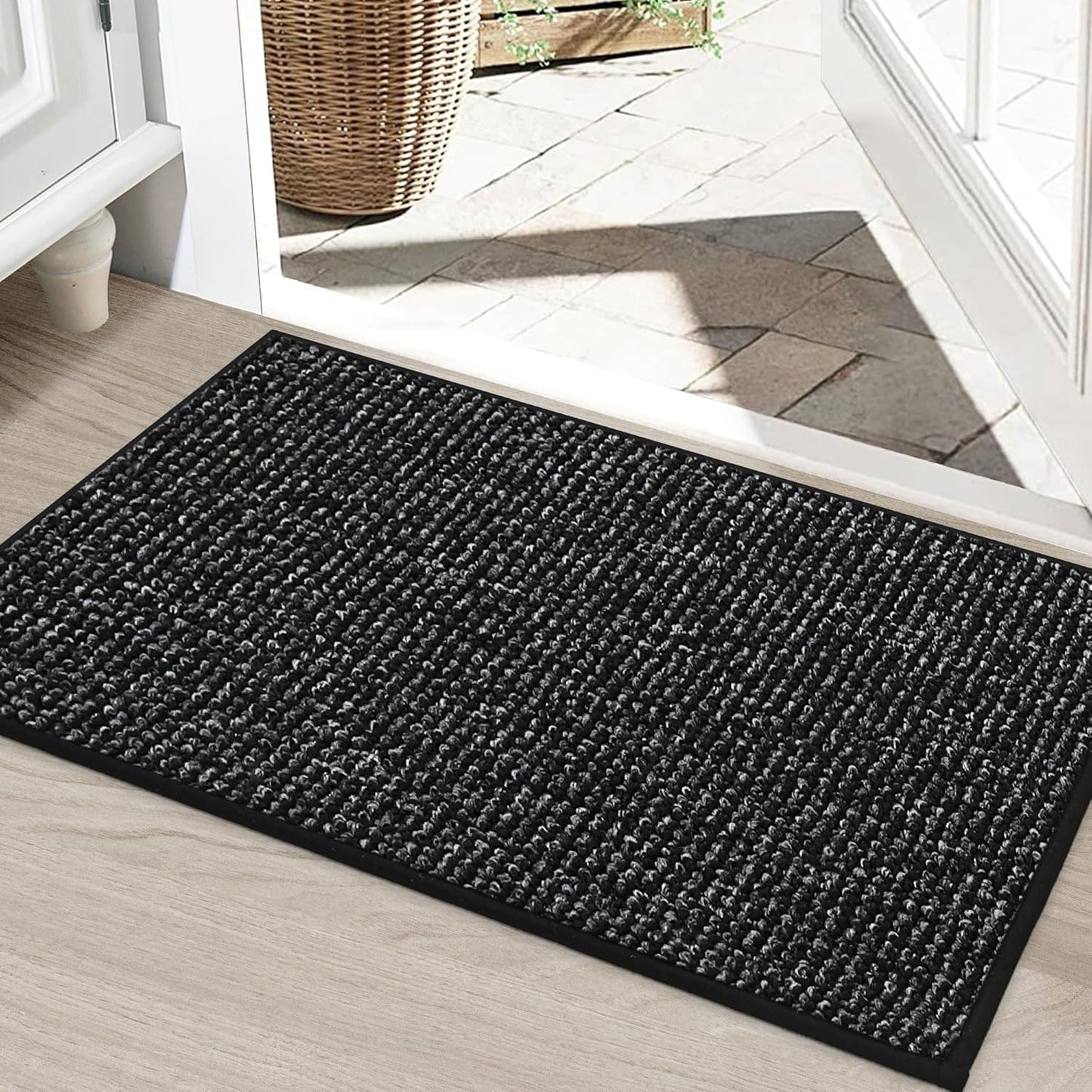 BEQHAUSE Dirt Trapper Door Mat 20" x 32", Non-Slip Washable Doormats Entrance Mat, Dirt Resistant and Absorbent Welcome Mat, Low Profile Floor Mats for Front Back Door and Entryway, Beige