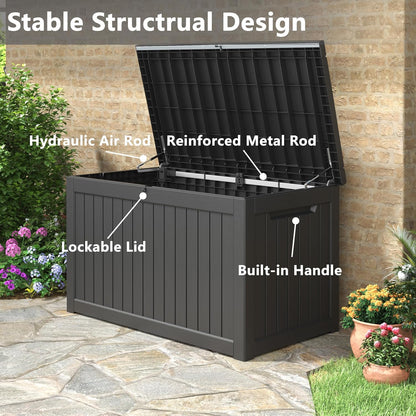 KAMABOKO 31 Gallon Outdoor Storage Box, Resin Deck Boxes Indoor and outdoor, Waterproof Storage Box Lockable Lid for Garden Tools, Package Delivery, Pool Supplies, Patio Cushions, Black