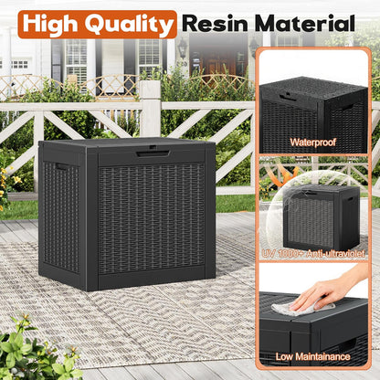Outdoor Storage Box, Resin Deck Boxes Indoor and outdoor, Waterproof Storage Box Lockable Lid (Black, 85 Gallon)