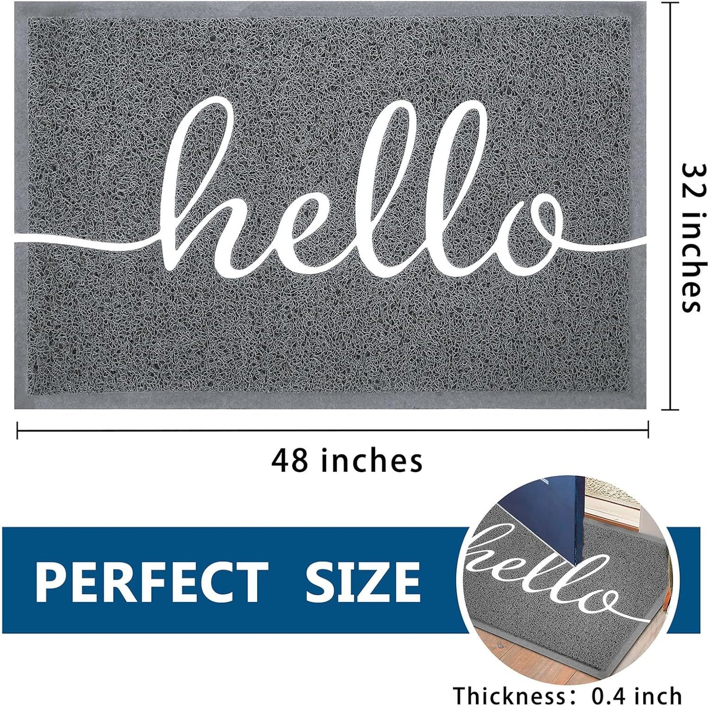 EARTHALL Door Mat Outside Inside Home Doormat, 30"x17.5", Durable Floor Mat Non Slip Mat Ultra Absorb Mud Easy Clean Front Doormat for Garage, Entryway, Patio, High Traffic Areas, Black