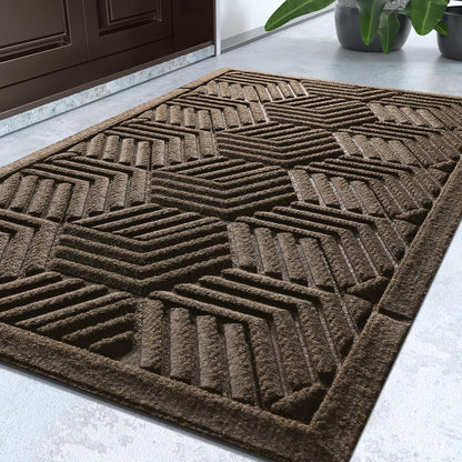 Yimobra Front Door Mat, All-Season Waterproof Outdoor Mat for Entrance with Drainage Holes, Heavy Duty Non-Slip Doormat for Garage Patio Entryway Indoor, 29.5x17, Red