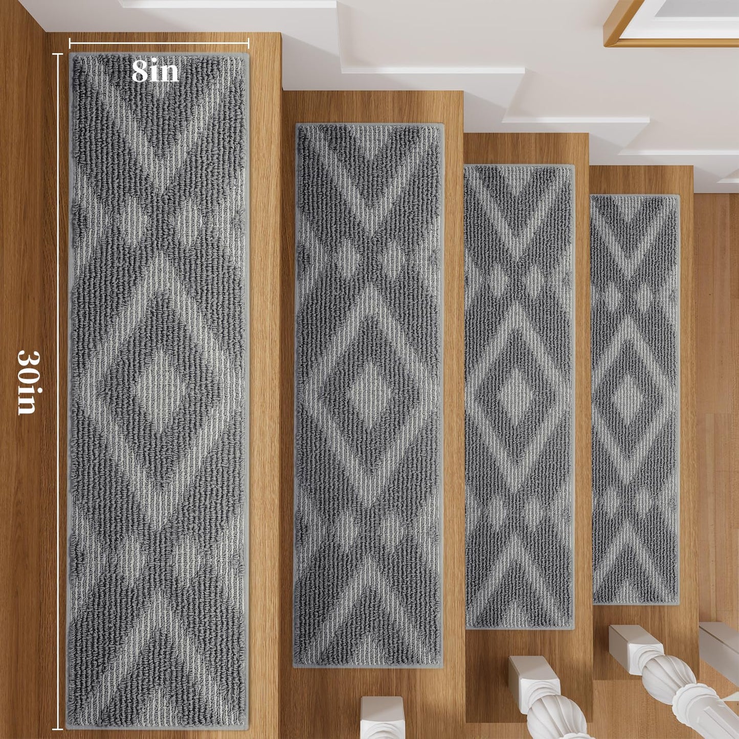 1PC Jute Stair Treads for Wooden Steps-Stairs Carpet Non Slip-Peel and Stick Stair Treads Indoor, Adhesive Staircase Step Treads Residue Free, Durable Natural Stair Runner Rug,8"x30" Beige