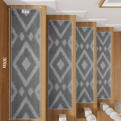 1PC Jute Stair Treads for Wooden Steps-Stairs Carpet Non Slip-Peel and Stick Stair Treads Indoor, Adhesive Staircase Step Treads Residue Free, Durable Natural Stair Runner Rug,8"x30" Beige