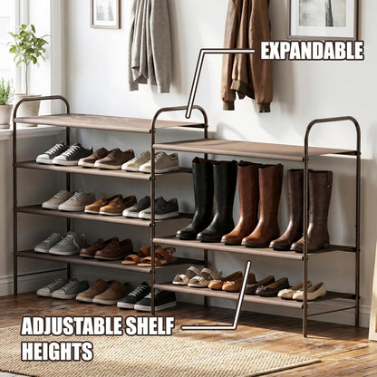 Simple Houseware 3-Tier Shoe Rack Storage Organizer, Grey – Space-Saving Shoe Shelf, Holds 9–16 Pairs, Sturdy Metal Frame, Easy Assembly – Closet, Entryway, Bedroom Shoe Storage Solution