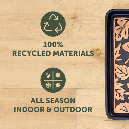 Eddie Bauer Rubber Boot Tray – Lake Waves Design, 16"x32", Black – Waterproof Entryway Boot Mat