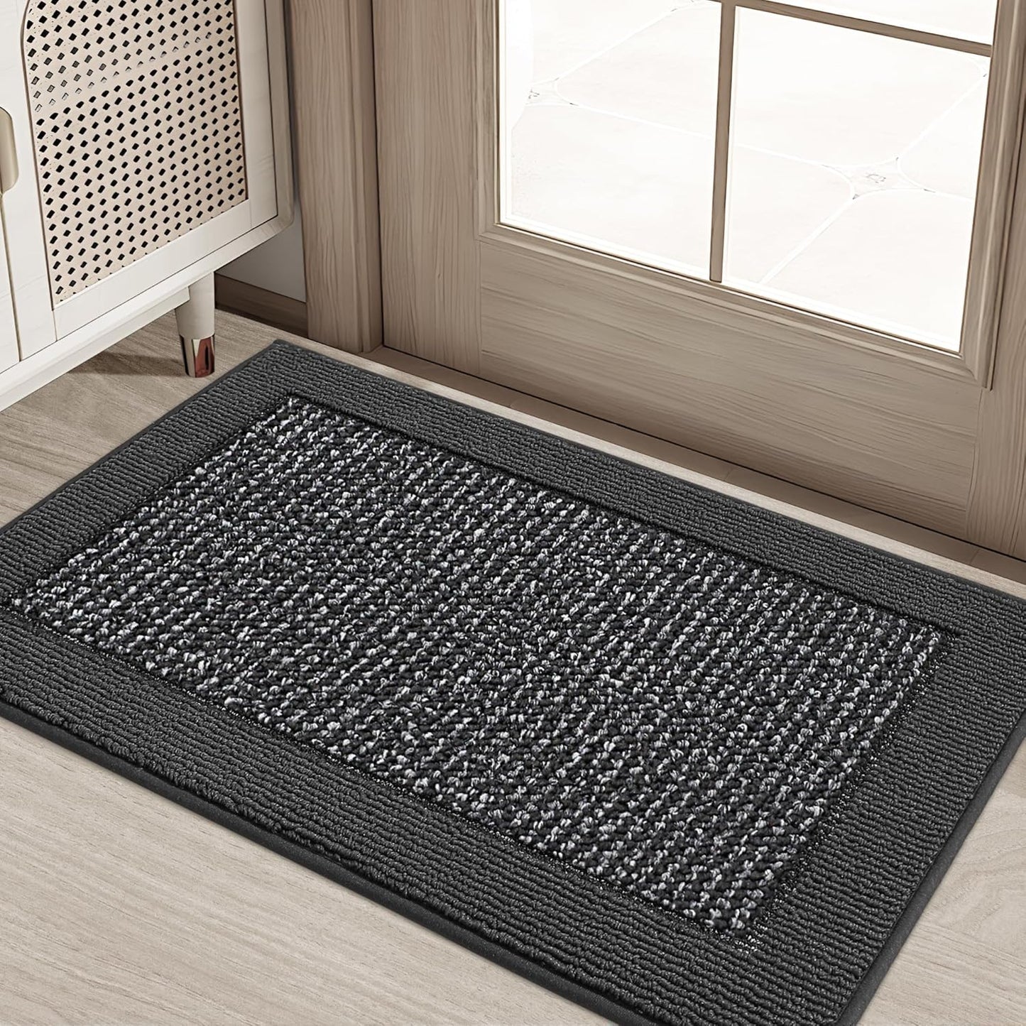 BEQHAUSE Indoor Door Mat 20" x 32", Dirt Trapper Door Mats Non-Slip Entryway Rugs Washable, Resist Dirt Absorbent Welcome Mat, Low Profile Floor Mats for Front Back Door and Entryway, Taupe