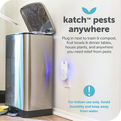 Katchy Flying Insect Trap Indoor – Catcher & Killer for Mosquito, Fruit Fly, Gnat & Small Moth – Non-Zapper with Suction & Blue Light – Ideal for Indoor Spaces, Kitchen & Plants (Original, Black)
