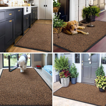 Mibao Front Door Mat, Dirt Trapper Welcome Mat for Outdoor Indoor, Non-Slip Waterproof Doormat, Durable Machine Washable Low Profile Entry Rug for Back Door Outside Patio Porch, 29.5" x 17", Grey