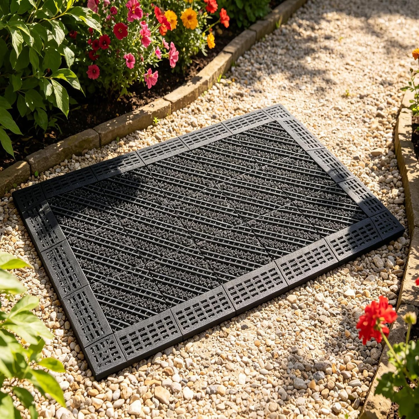 Heavy Duty Outdoor Boot Scraper Mat, 29.5" x 17.5" | Mud & Snow Doormat with Stiff Nylon Bristles, Modular Interlocking Shoe Cleaner for Garden 1.37" Thick