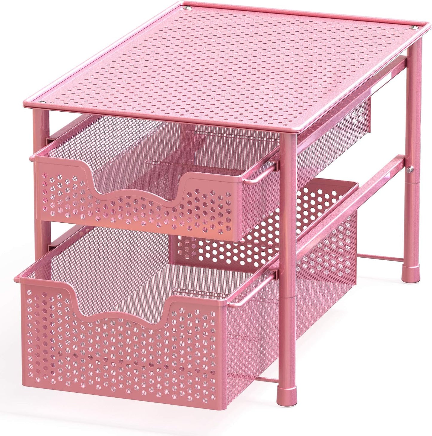 Simple Houseware Stackable 2 Tier Sliding Basket Organizer Drawer, White