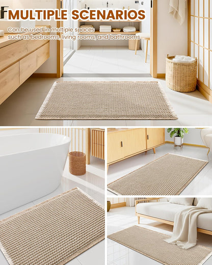 Smiry Waffle Bath Mat 30x20, Extra Soft Absorbent Bathroom Rugs, Non Slip Machine Washable Quick Dry Bath Rugs for Bathroom Floor, Tub, Shower, Home Decor Accessories, Brown