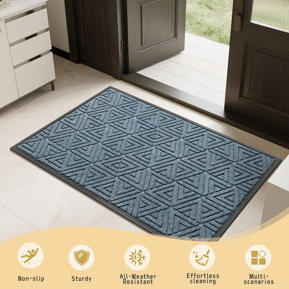 Yimobra Front Door Mat Outside Entrance 29.5x17, Waterproof Heavy Duty Outdoor Mats for Front Door, Non Slip Rubber Entry Mat for Garage Patio Indoor, Grey