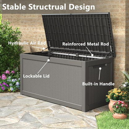 KAMABOKO 31 Gallon Outdoor Storage Box, Resin Deck Boxes Indoor and outdoor, Waterproof Storage Box Lockable Lid for Garden Tools, Package Delivery, Pool Supplies, Patio Cushions, Black