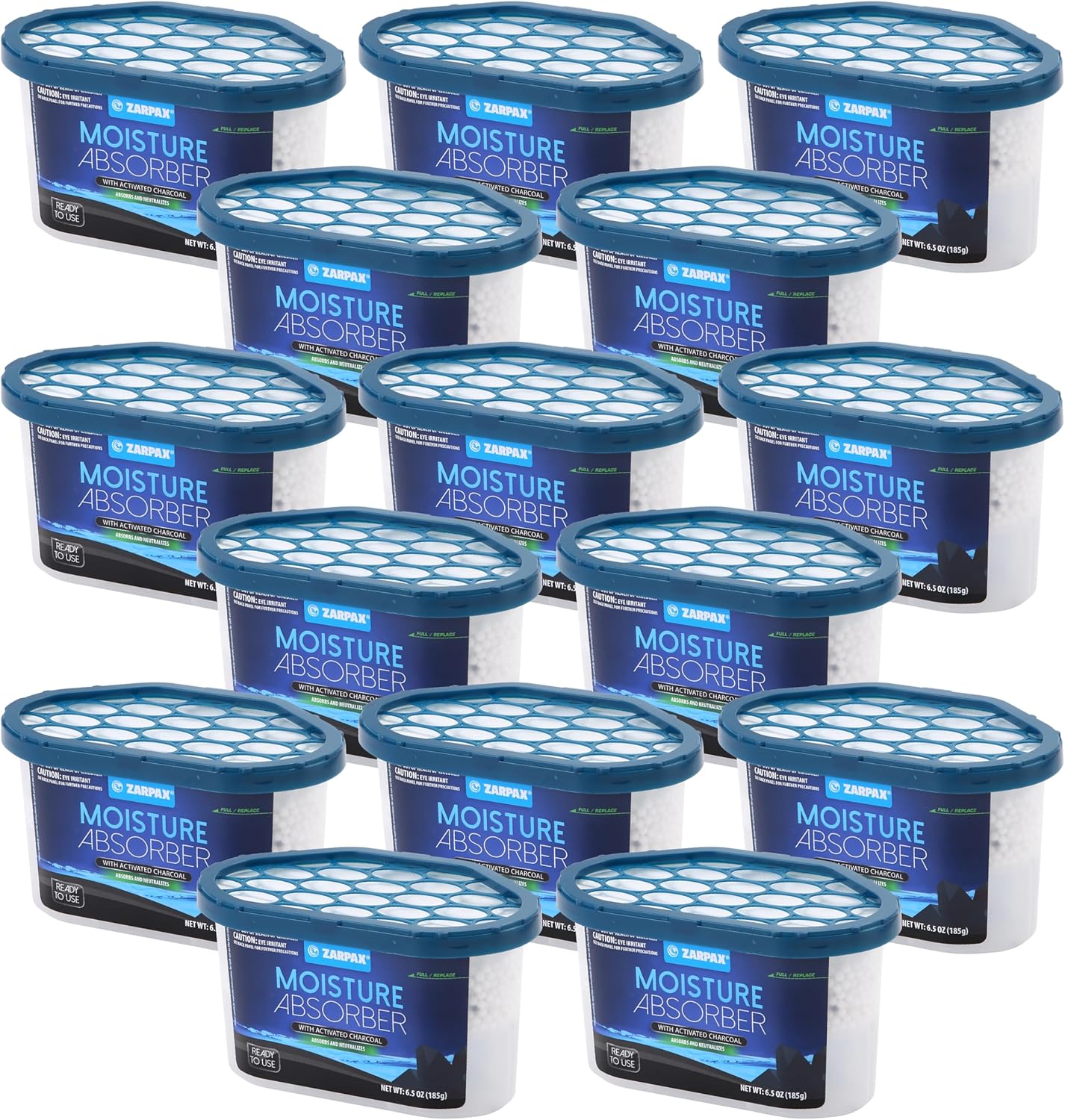 ZARPAX Moisture Absorber Activated Charcoal 10.5 oz/300g | Removes Moisture, Damp, Humidity & Odors | Odor Absorber | Moisture Trap for Bathroom, Closet, Kitchen & Small Spaces | Set of 4
