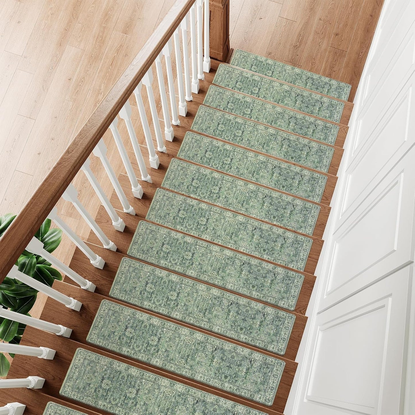 OJIA Extra Non-Slip Stair Treads for Wooden Steps 15PCS, 30"X8" Rubber Indoor Stair Runner Slip Resistant Stair Rugs Safety Mats for Dogs, Kids & Elders, Stairway Grip Step Treads, Gray