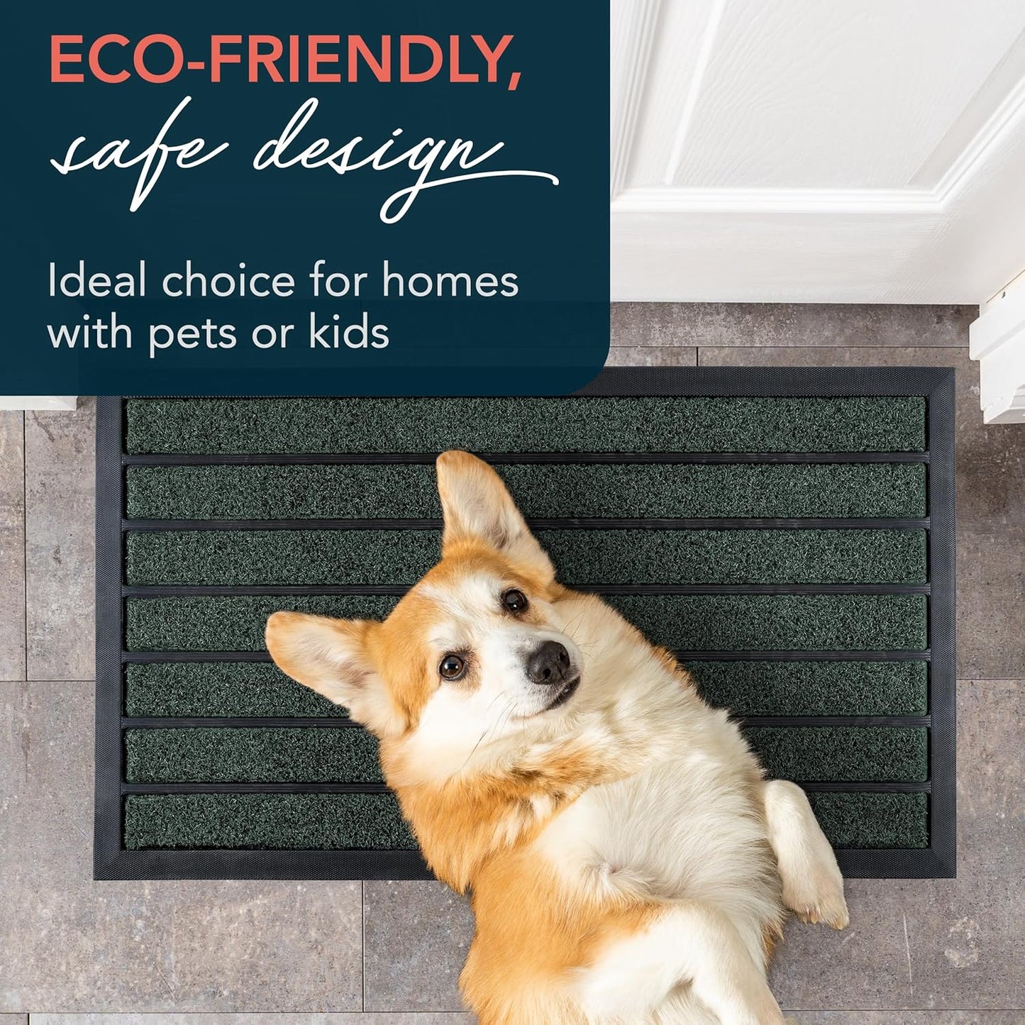 ubdyo Extra Durable Door Mat - Dirt Trapping Outdoor Welcome Mats - Non-Slip Outdoor Indoor Entrance - Low Profile Front Doormat (30" x 17", Bright Brown)