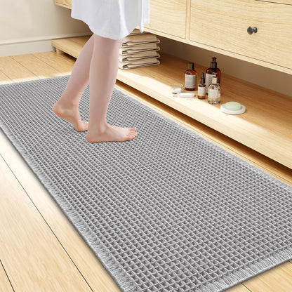 Smiry Waffle Bath Mat 30x20, Extra Soft Absorbent Bathroom Rugs, Non Slip Machine Washable Quick Dry Bath Rugs for Bathroom Floor, Tub, Shower, Home Decor Accessories, Brown