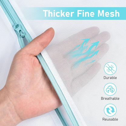 OTraki Large Mesh Laundry Bags 28x35 inch Zipper Mesh Lingerie Bags for Washing Delicates Net Laundry Mesh Bag Machine Washable for Dorm Hotel Camp Don't Drying, Melting 140-176℉, White