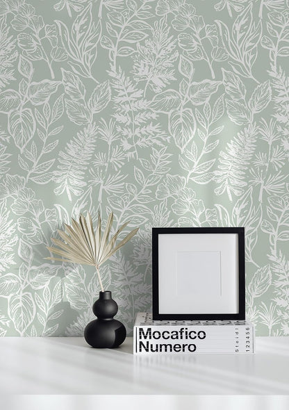 Safiyya Peel and Stick Wallpaper Boho Modern Beige Leaf Contact Paper Peel and Stick Wall Paper Self Adhesive Removable Wallpaper for Bedroom Bathroom Vinyl Roll 78.7"x17.3"