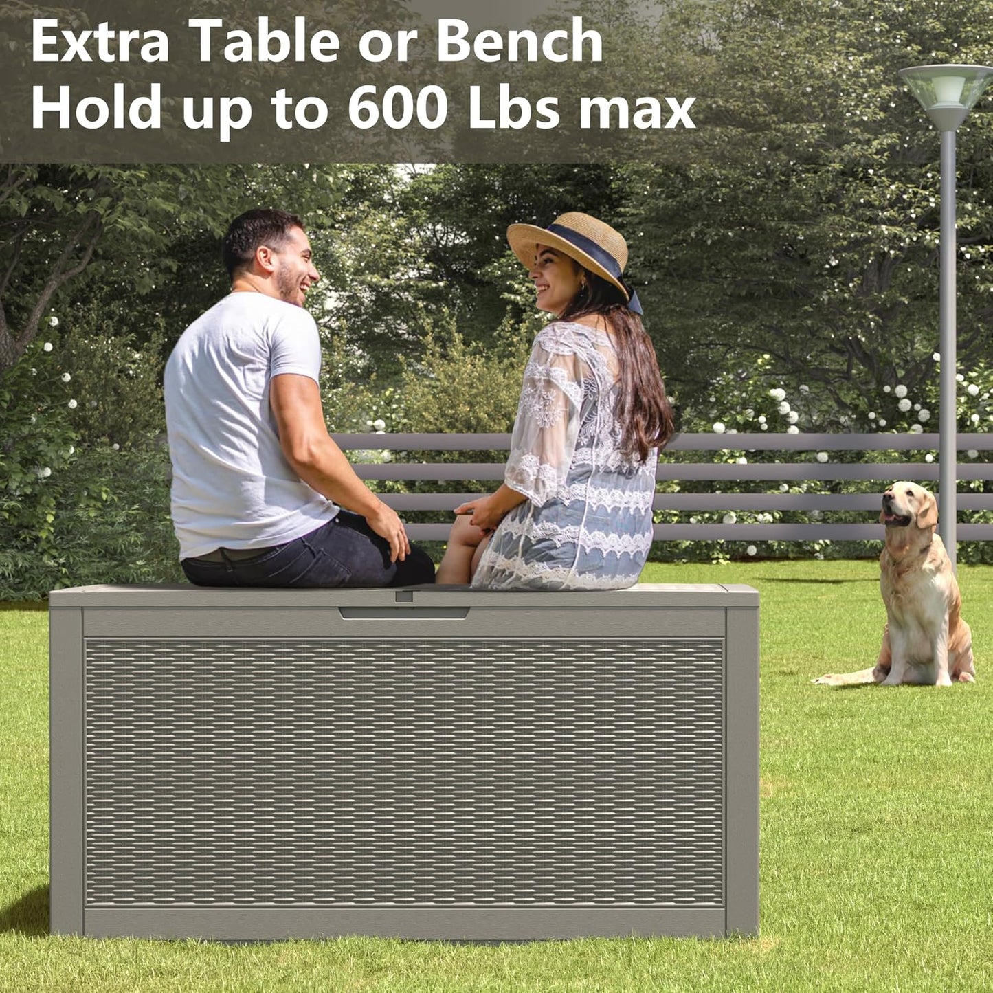 NUNU LAB Outdoor Storage Box, 45 Gallon Outside Deck Box Waterproof, Resin Outdoor Storage Cabinet With Lockable Lid, Backyard Storage Bench For Garden Tools, Patio Cushions, Pool Tools, Black