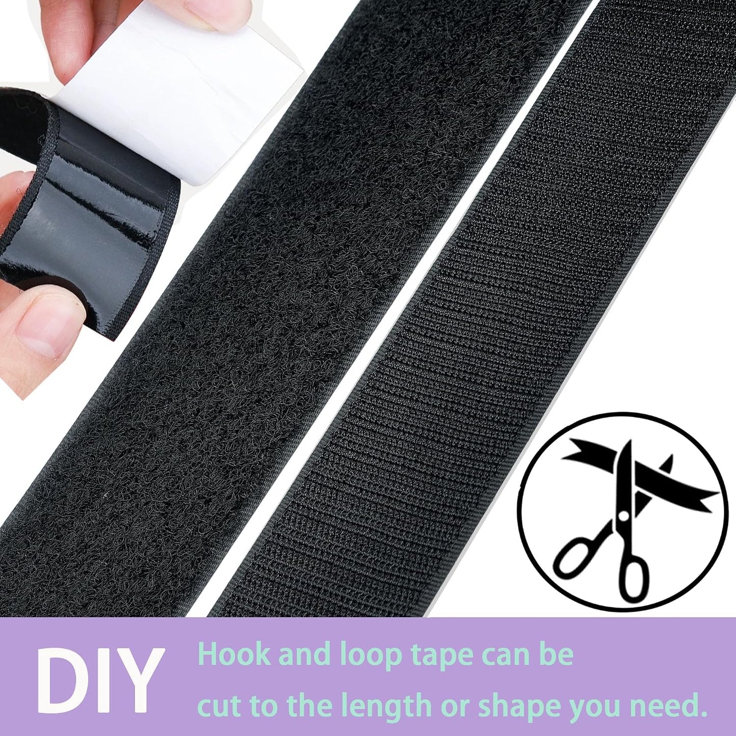 2 Inch x33 Feet Adhesive Hook and Loop Tape,Nylon Heavy Duty Tape Fasteners,Black Double Sided Self Adhesive Interlocking Tape Can Be Used to Fix Screen Window Sofa Cushions Carpet Wall Hanging