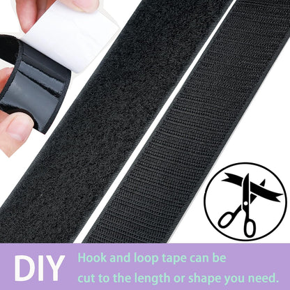 2 Inch x33 Feet Adhesive Hook and Loop Tape,Nylon Heavy Duty Tape Fasteners,Black Double Sided Self Adhesive Interlocking Tape Can Be Used to Fix Screen Window Sofa Cushions Carpet Wall Hanging