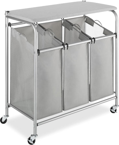 Whitmor Laundry Sorter, 92L Laundry Hamper with Shelf & 2 Removable Bags, 2 x 12.1 Gallons (46L), 28.8 x 13 x 28.4 Inches, Dirty Clothes Hamper Organizer for Laundry Room, Bathroom, Dorm, Black