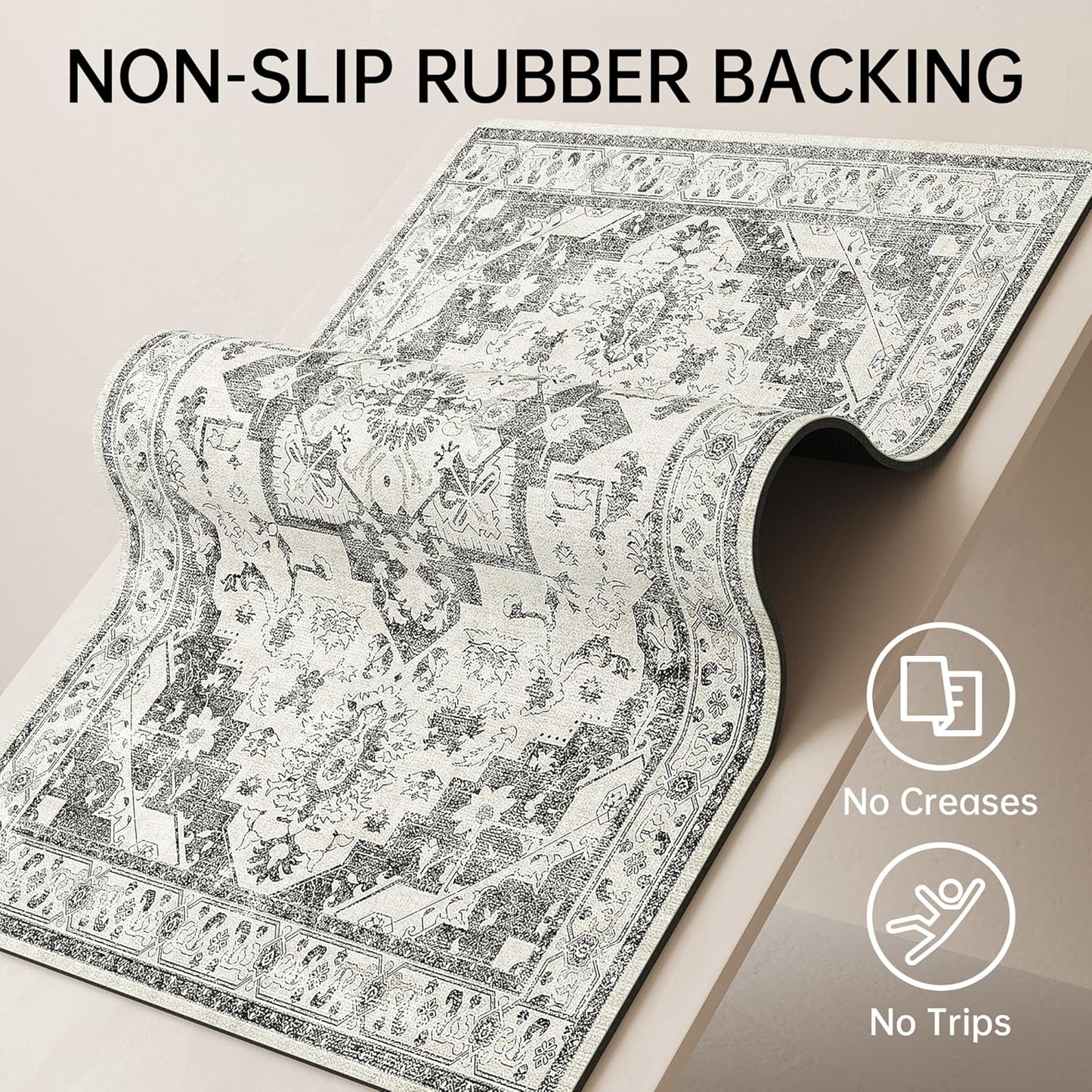 Mecko Bath Mat Rug, Rubber Non-Slip Quick Dry Absorbent Thin Bathroom Rugs Fit Under Door Bathroom Floor Mats-Shower Rug for in Front of Bathtub, Sink, Shower Room(Light Grey,16"x24")