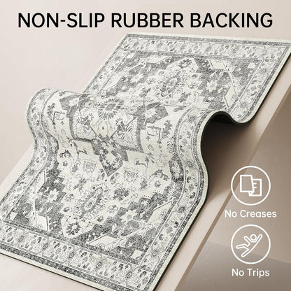 Mecko Bath Mat Rug, Rubber Non-Slip Quick Dry Absorbent Thin Bathroom Rugs Fit Under Door Bathroom Floor Mats-Shower Rug for in Front of Bathtub, Sink, Shower Room(Light Grey,16"x24")