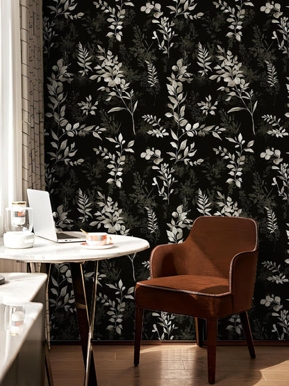 Floralplus Peel and Stick Wallpaper Boho Leaf Removable Wallpaper for Bathroom Renter Leaf Contact Paper for Locker Shelf Liner Vinyl Adhesive Wallpapers Wall Mural Decor 17.5 in x 118 in