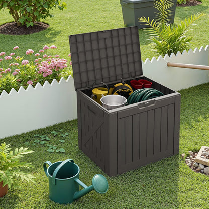 Greesum 31 Gallon Resin Deck Box All Weather Outdoor Storage Boxes for Patio Furniture Set,Outdoor Toys,Garden Tools,Black