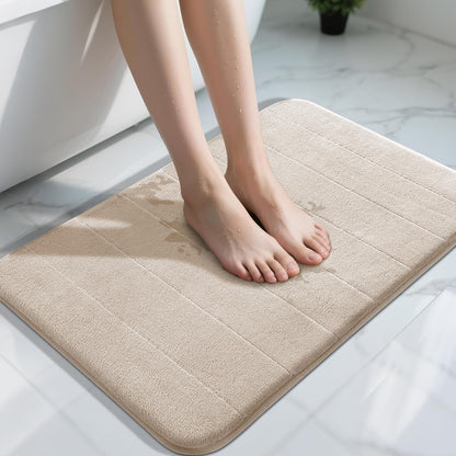 Yimobra Memory Foam Bath Mat, Super Soft Absorbent Bathroom Rug Non Slip, Quick Dry, Machine Washable Floor Carpet for Tub Shower, Home Decor Accessories, 24x17, Grey
