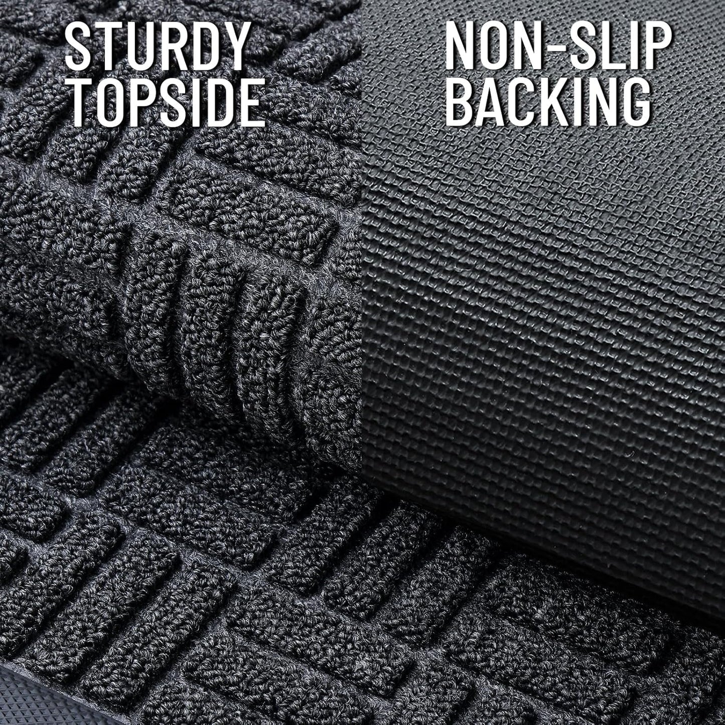 OLANLY Front Door Mat Outside Entrance 29.5x17, Absorbent, Heavy Duty Sturdy Natural Rubber Doormat Indoor Outdoor, Stain and Fade Resistant, Non-Slip Backing Low Profile Floor Mat for Entryway, Grey