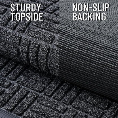 OLANLY Front Door Mat Outside Entrance 29.5x17, Absorbent, Heavy Duty Sturdy Natural Rubber Doormat Indoor Outdoor, Stain and Fade Resistant, Non-Slip Backing Low Profile Floor Mat for Entryway, Grey