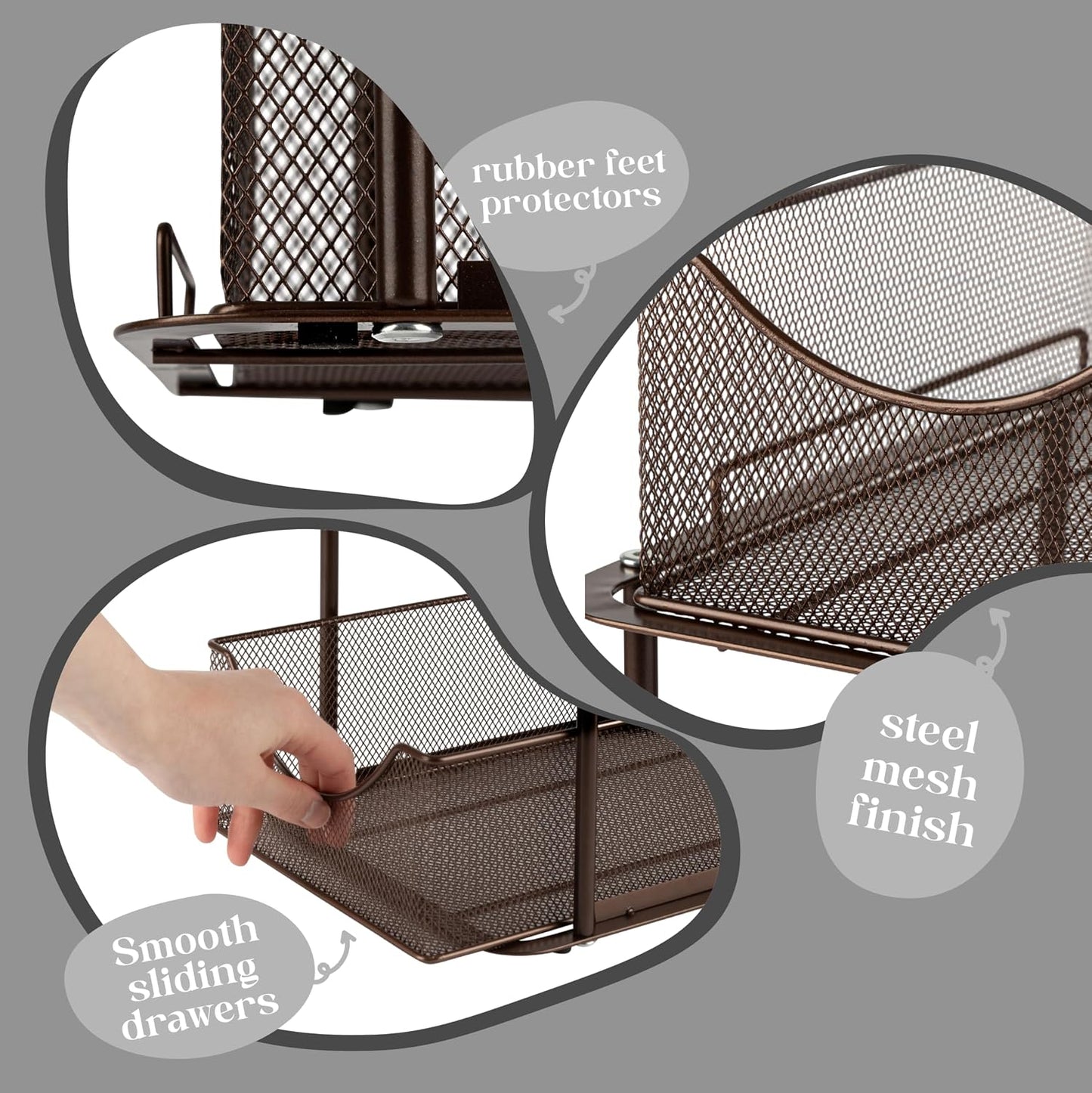 Sorbus 2 Tier Metal Under Sink Organizer for Bathroom, Kitchen, Strong Steel Mesh Sliding Drawers for Under Sink, Under Cabinet, Closet, Kitchen, Pantry, Bathroom Organizers and Storage (Black)