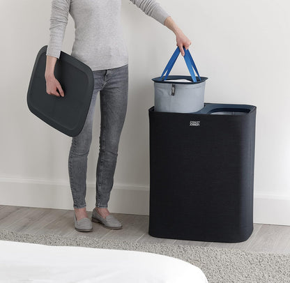 Joseph Joseph Tota Trio 90 liter/23.8 gallon Laundry Hamper Separation Basket with lid, 3 Removable Washing Bags with Handles- Ecru