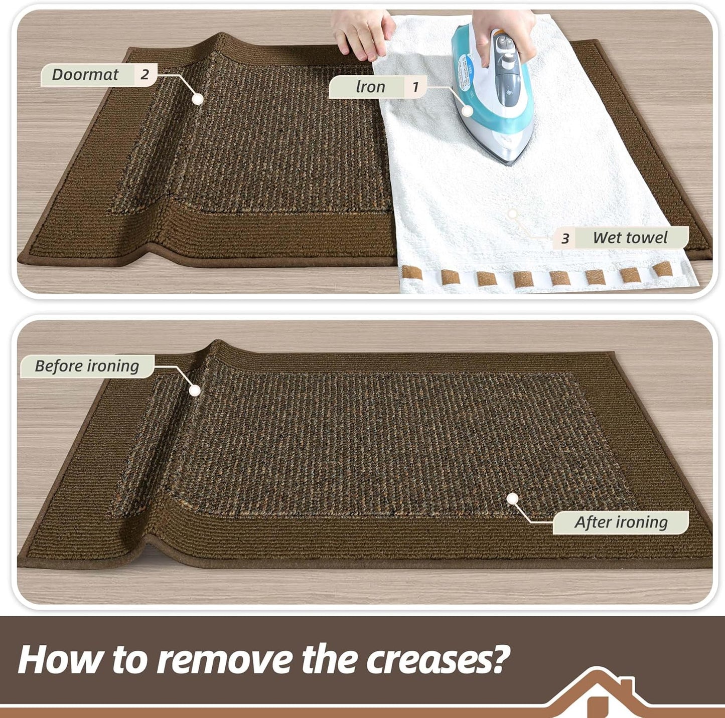 BEQHAUSE Indoor Door Mat 20" x 32", Dirt Trapper Door Mats Non-Slip Entryway Rugs Washable, Resist Dirt Absorbent Welcome Mat, Low Profile Floor Mats for Front Back Door and Entryway, Taupe