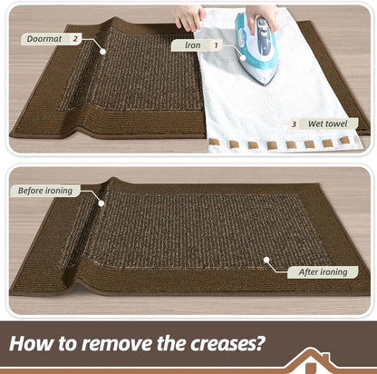 BEQHAUSE Indoor Door Mat 20" x 32", Dirt Trapper Door Mats Non-Slip Entryway Rugs Washable, Resist Dirt Absorbent Welcome Mat, Low Profile Floor Mats for Front Back Door and Entryway, Taupe
