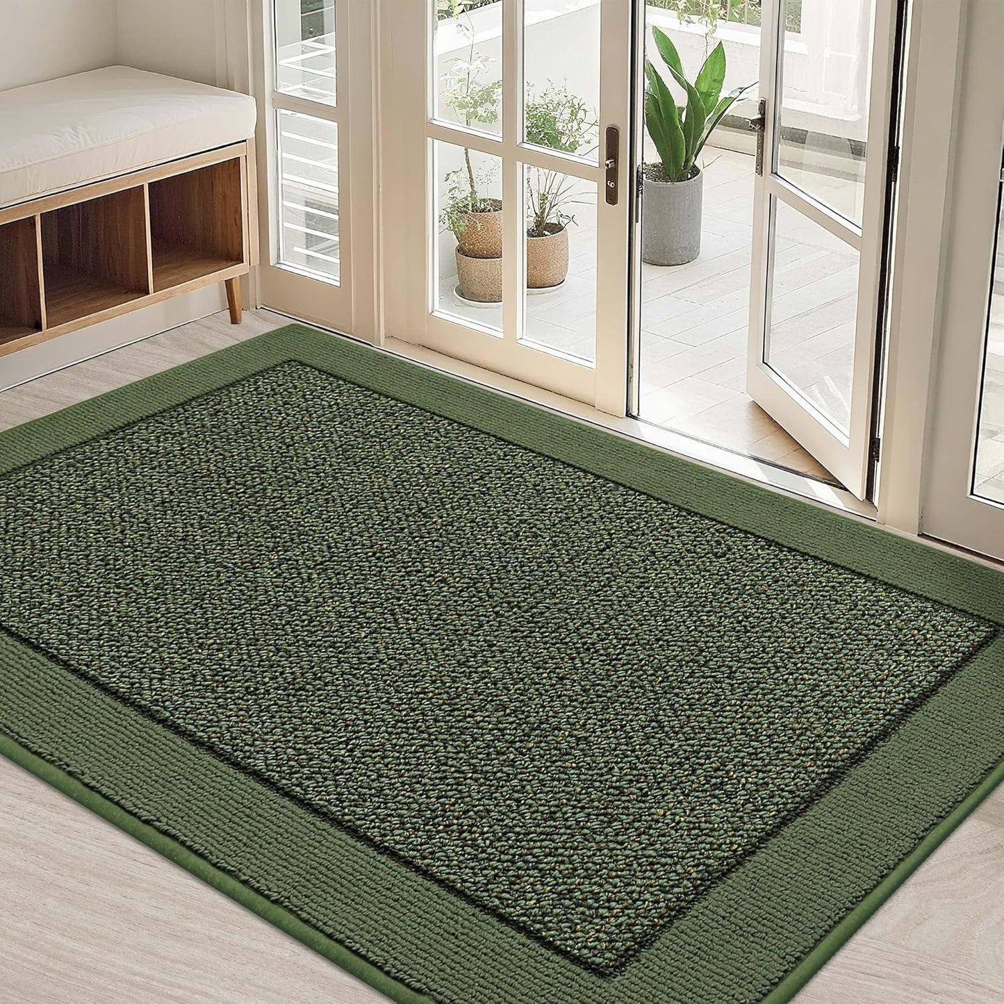 BEQHAUSE Indoor Door Mat 20" x 32", Dirt Trapper Door Mats Non-Slip Entryway Rugs Washable, Resist Dirt Absorbent Welcome Mat, Low Profile Floor Mats for Front Back Door and Entryway, Taupe