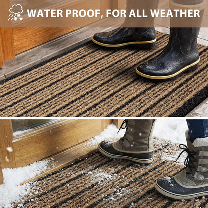 Outdoor Front Door Mat 32" x 48", Dirt Trapping Outside Entrance Rug, Non Slip Shoe Scraper, Heavy Duty Commercial Rug for Patio, Garage, Traffic Area, Office, Roll Packing