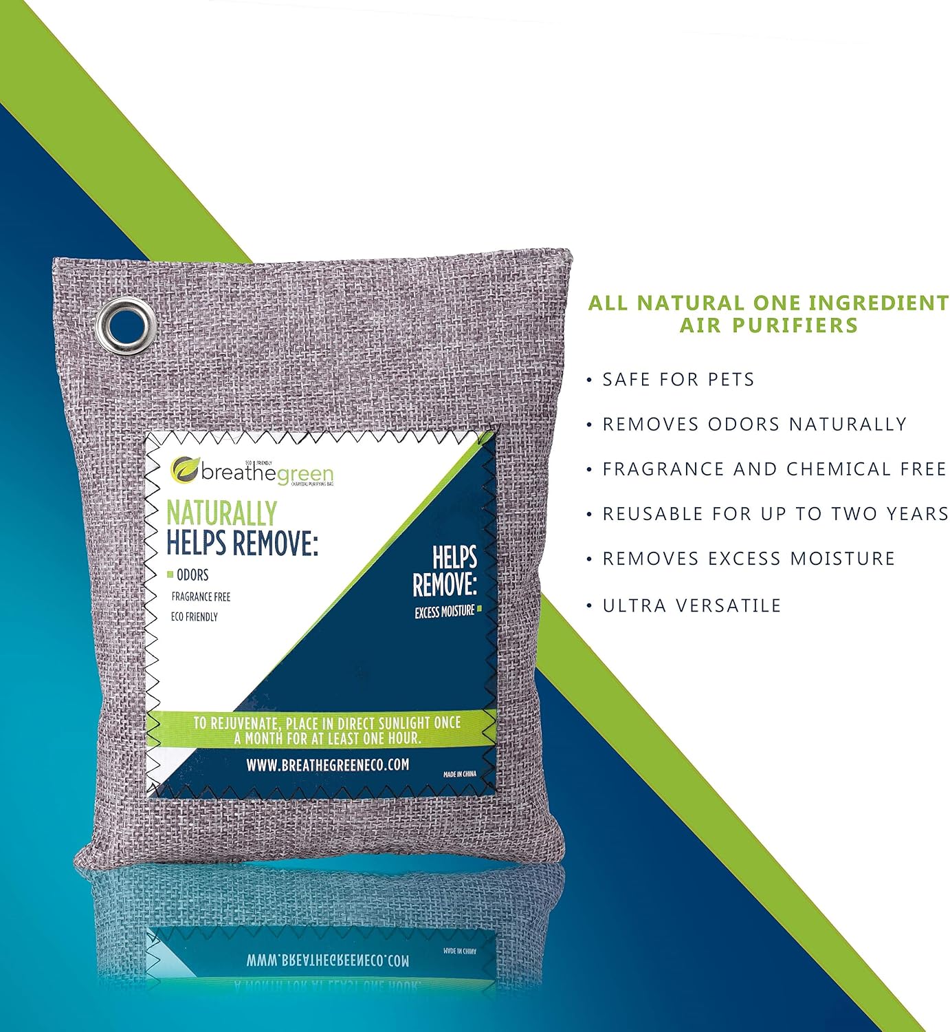 Bamboo Charcoal Bags Odor Absorber (3-Pack) Activated Charcoal Odor Eliminator Bag, Natural Freshener Removes Odors and Moisture, Odor Eliminator for Home, Pets, Car, Closet, RV